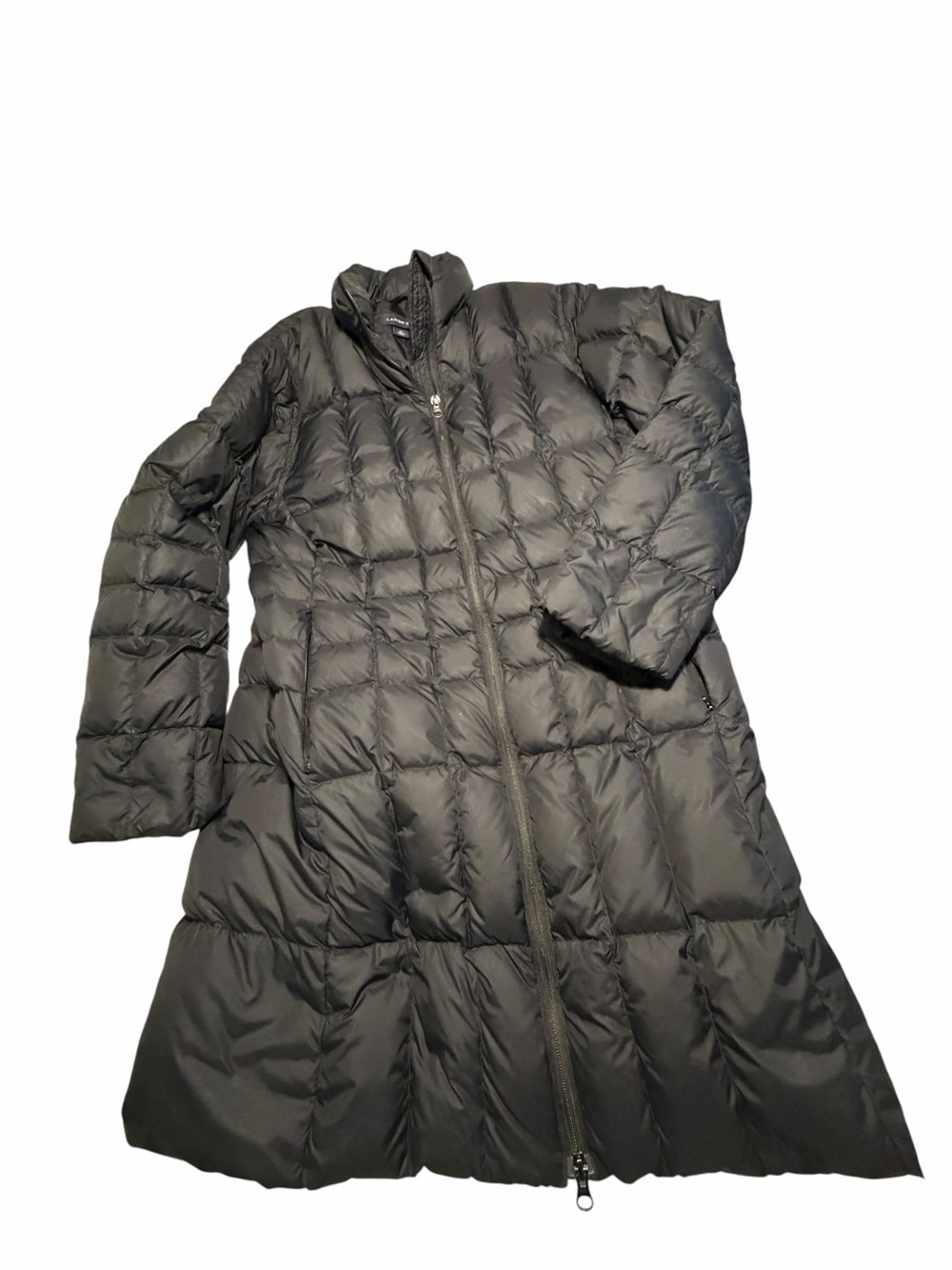 Lands End Goosedown Long Black Quilted Puffer Coat Womens Sz Med - Picture 4 of 14